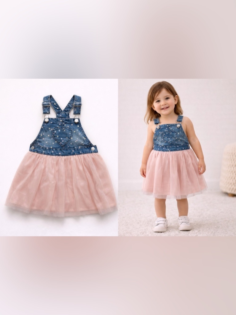 Epic Threads Blue Denim with Pedal Pink and White Western Baby Cowgirl Accents